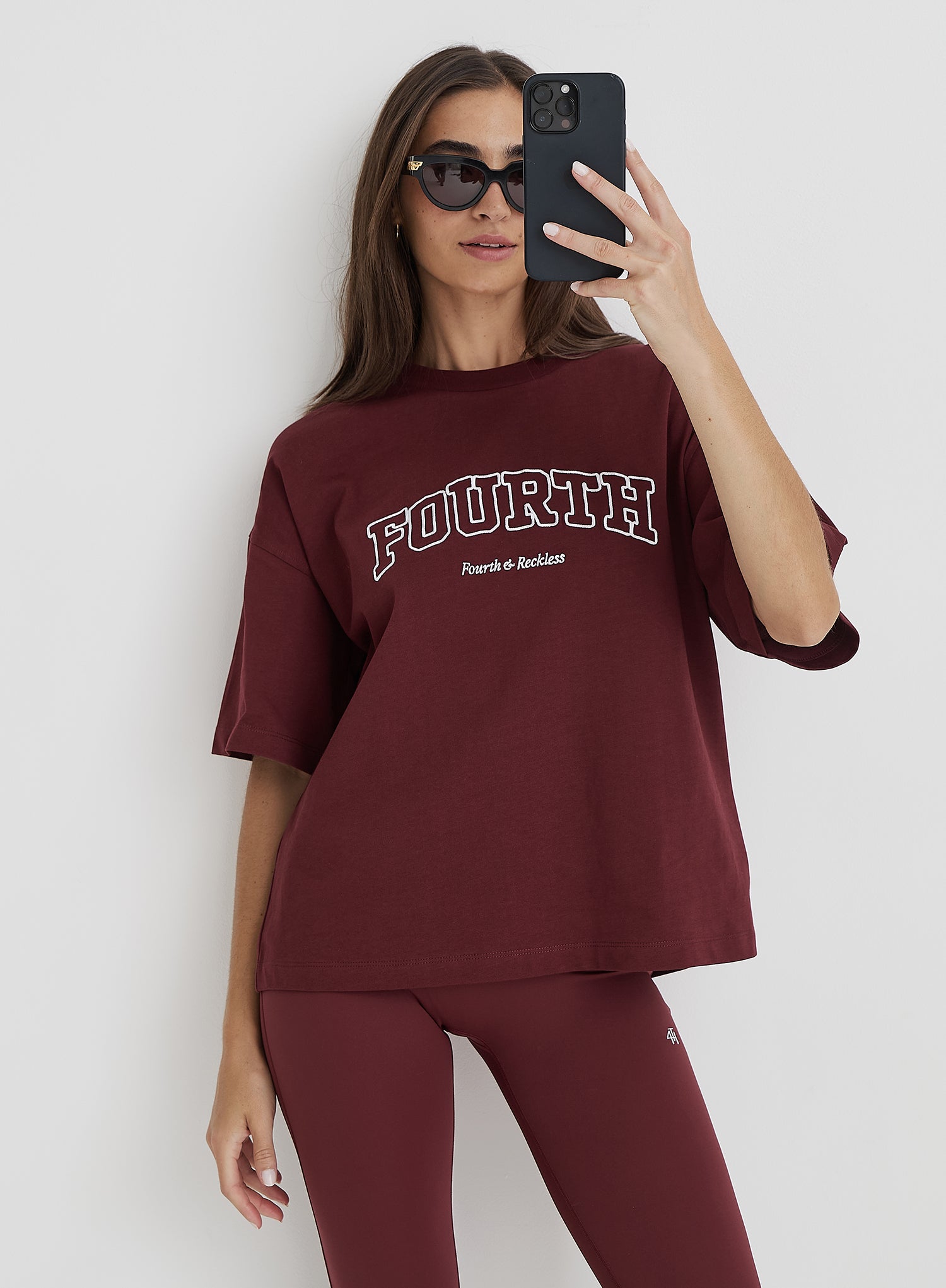 Burgundy Fourth Slogan Oversized Tee